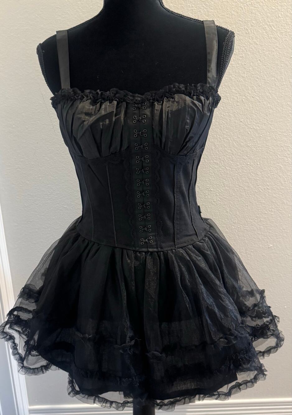 Y2K Royal Bones x Tripp NYC Corset Tutu Dress Black Mall Goth Fairy Size Medium